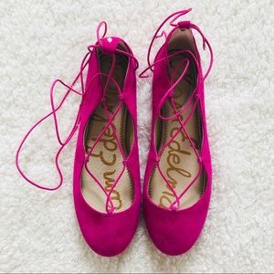 Sam Edelman Pink Ankle-Wrap Flats